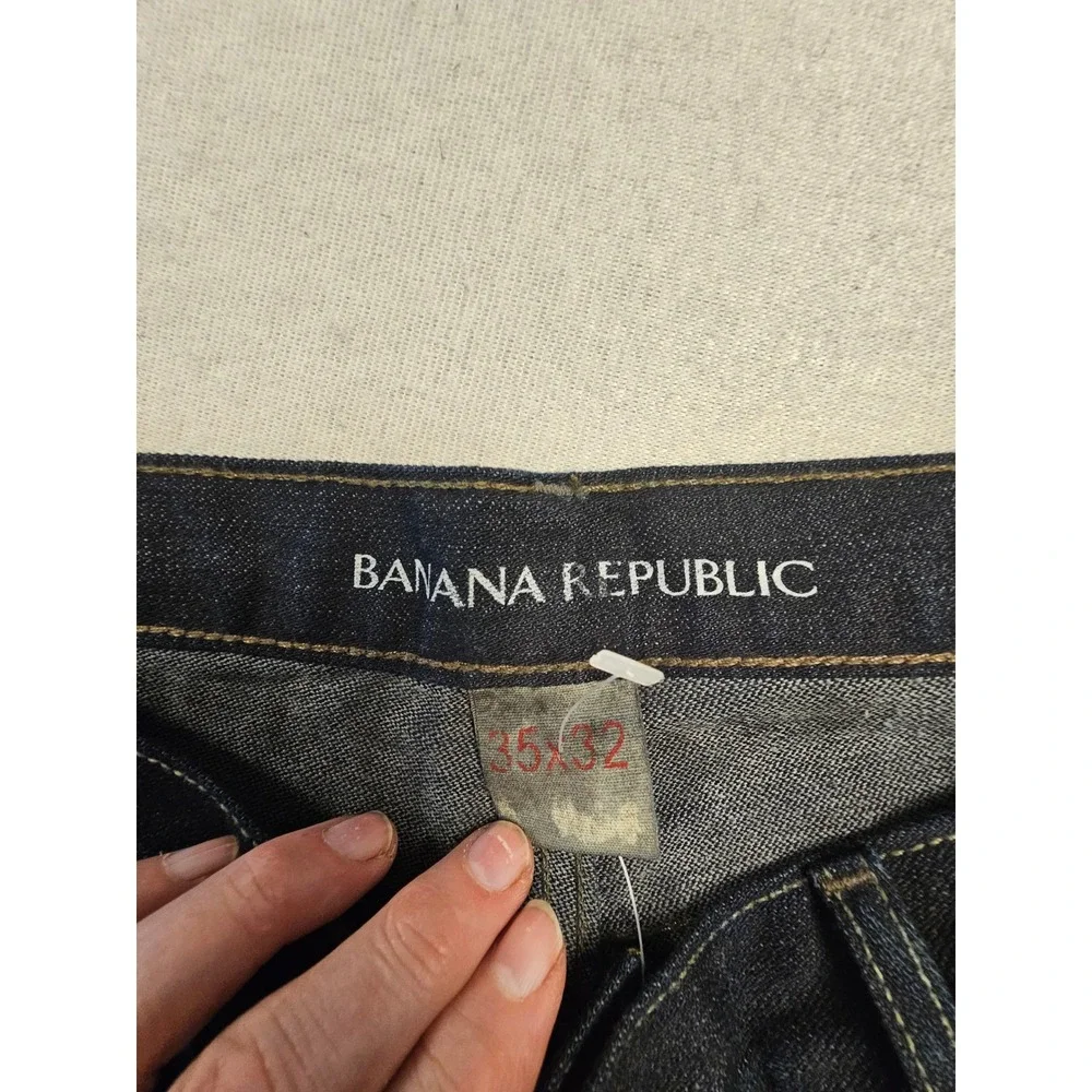 Banana Republic Relaxed Fit Dark Wash Indigo Denim Jeans‎ 35x32 WIDE LEG NWT